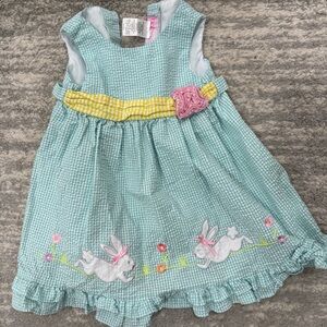 Good Lad Blue Gingham Sleeveless Sundress with Bunny detail, size 3t